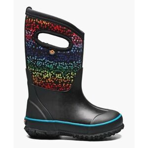 BOGS YOUTH CLASSIC BOOTS- BLACK/ RAINBOW Size 4 (72728-009)